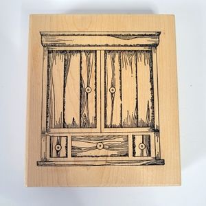 Vintage large wooden cupboard rubber stamp by Stampourri - Lisa Hindsley